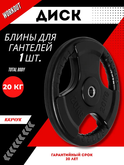ALPIN Диск стальной обрезиненный 1.25 кг - комплект 2 шт, 20 кг, 1 шт, фото 2