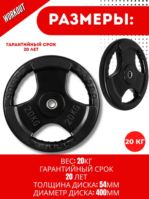 ALPIN Диск стальной обрезиненный 1.25 кг - комплект 2 шт, 20 кг, 1 шт, фото 3