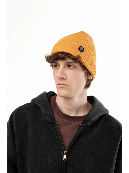 БОРДШОП1 Шапка Вафл горчичный (OneSize), желтый, фото 2