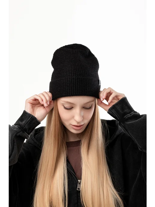 БОРДШОП1 Шапка Вафл горчичный (OneSize), черный, фото 4
