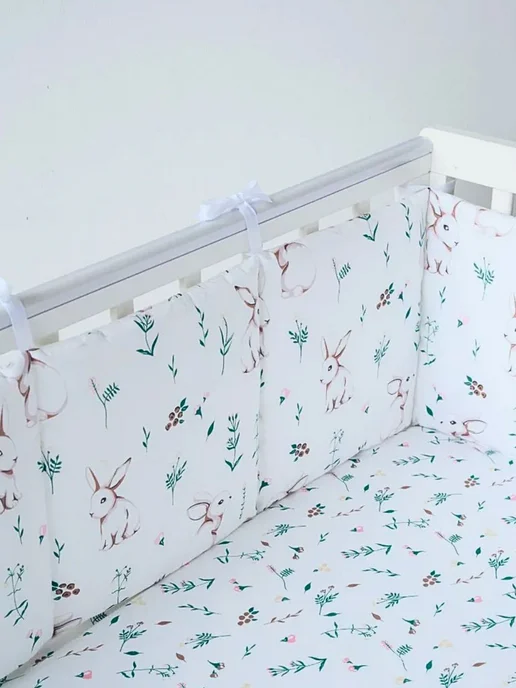 BABYTEX5 Бортик в кроватку для новорожденных 120х30 см, белый, фото 2