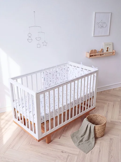 BABYTEX5 Бортик в кроватку для новорожденных 120х30 см, белый, фото 3