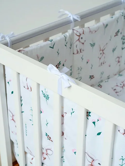 BABYTEX5 Бортик в кроватку для новорожденных 120х30 см, белый, фото 4