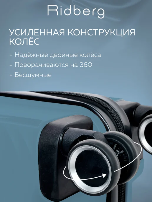 Ridberg Комплект чемоданов на колесах L+M+S, голубой, фото 6