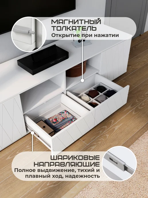 GW market Гостиная стенка МДФ с фрезеровкой комплект для зала, белый, фото 4