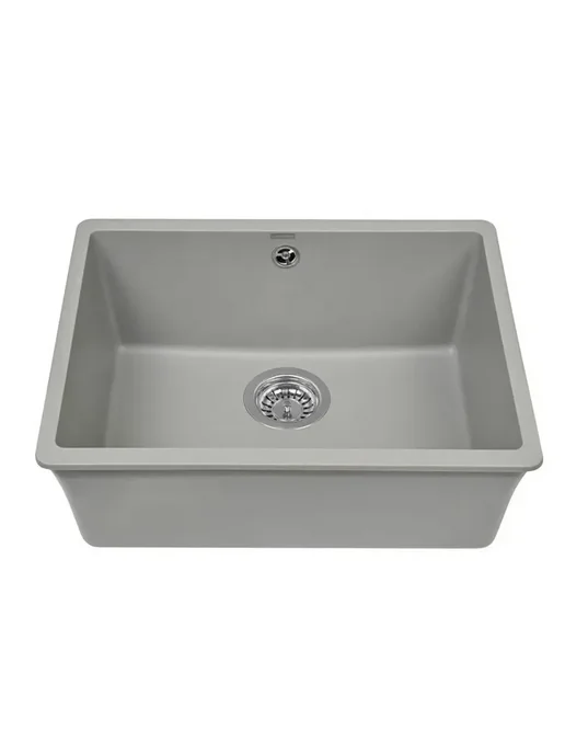 WISENT Мойка для кухни каменная, подстольная, с сифоном, серый, фото 4