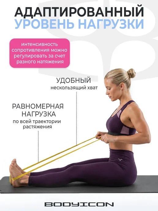 BODY ICON Резинка для фитнеса и подтягивания 1-10 кг, 10 кг, фото 6