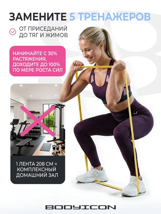 BODY ICON Резинка для фитнеса и подтягивания 1-10 кг, 10 кг, фото 7