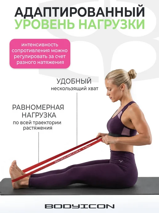 BODY ICON Резинка для фитнеса и подтягивания 2-15 кг, 15 кг, фото 6