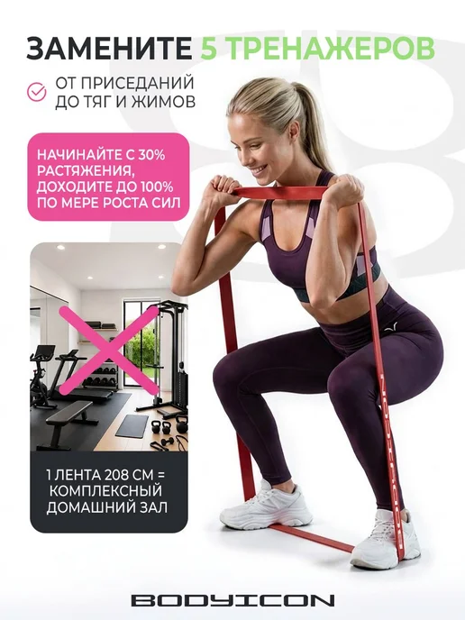 BODY ICON Резинка для фитнеса и подтягивания 2-15 кг, 15 кг, фото 7