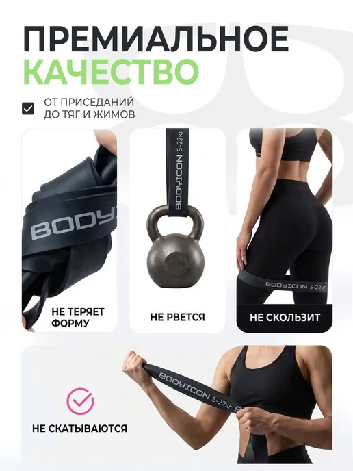 BODY ICON Резинка для фитнеса и подтягивания 5-22 кг, 22 кг, фото 3