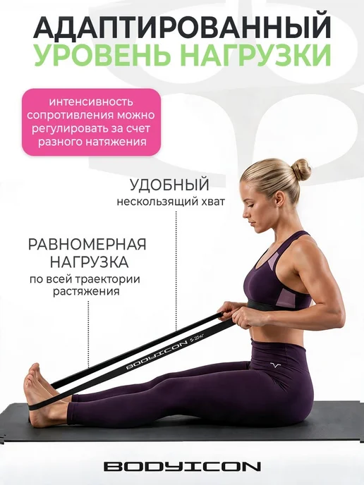 BODY ICON Резинка для фитнеса и подтягивания 5-22 кг, 22 кг, фото 6