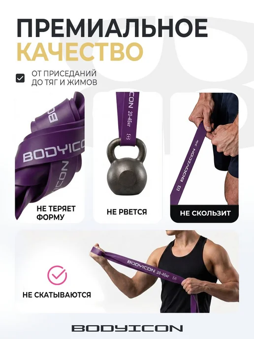 BODY ICON Резинка для фитнеса и подтягивания 20-45 кг, 2045 кг, фото 3