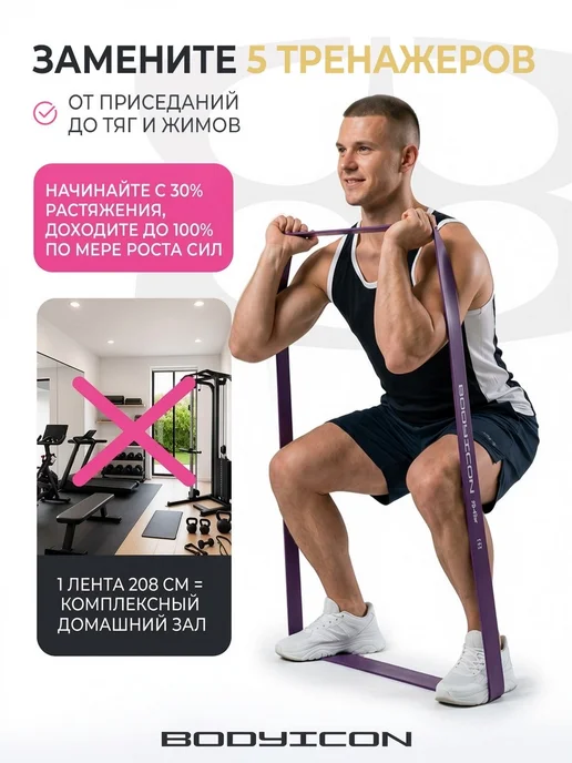 BODY ICON Резинка для фитнеса и подтягивания 20-45 кг, 2045 кг, фото 7