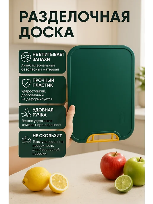 сирень интенсив 2 Доска разделочная пластиковая с ручкой, фиолетовый