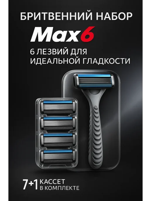 BigMix1 Станок для бритья мужской с запасными лезвиями, черный