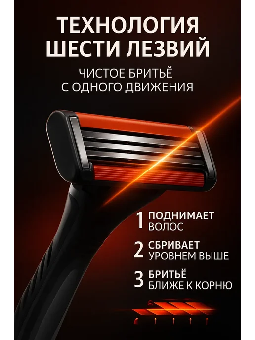BigMix1 Станок для бритья мужской с запасными лезвиями, черный, фото 2