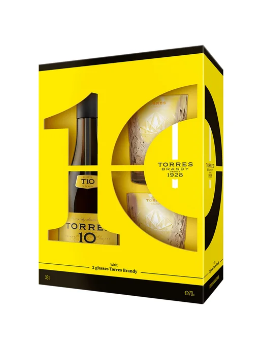 Torres Бренди 10 Gran Reserva 10 лет 0,7 л в упаковке + 2 ст, 0,7 л