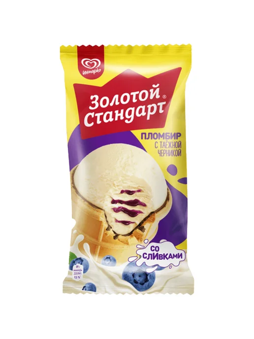 Мороженое Золотой Стандарт пломбир с таежной черникой 89 г, 89 г