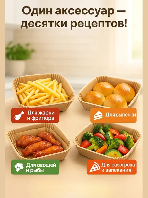 НАС2 Бумажные формы для аэрогриля квадратные, 200×45 мм, 50 шт, 200x45 мм, 50 шт, фото 6