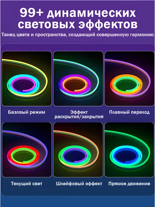 Elenita Decor Светодиодная лента гибкий неон 5 метров с пультом RGB, 5 м, фото 8