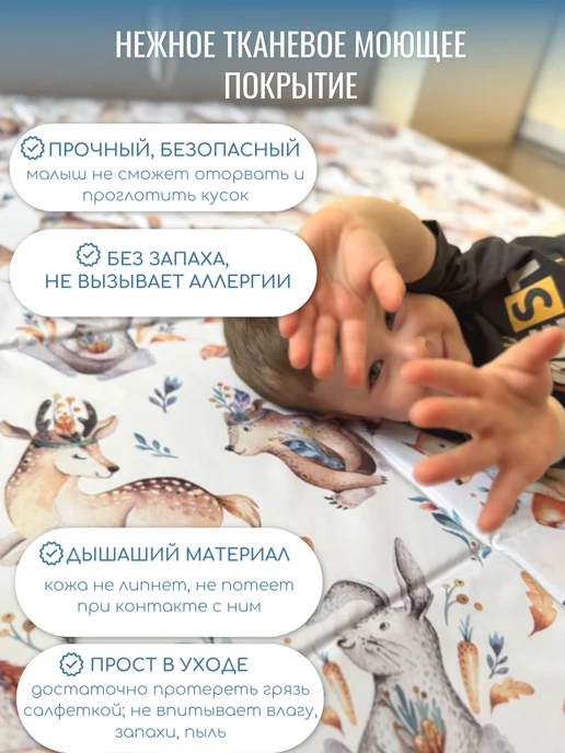 lolo_store Коврик детский для ползания для новорожденных, голубой, фото 2