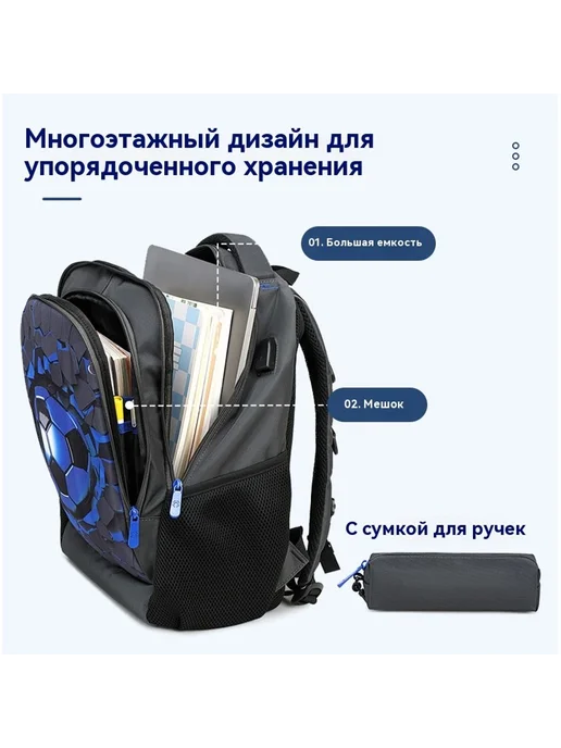 Футбольный школьный портфель, вариант, фото 4