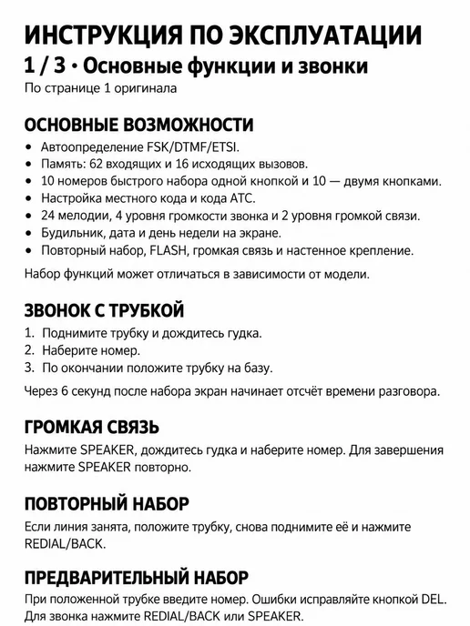 Телефон проводной домашний Белый, белый, фото 6