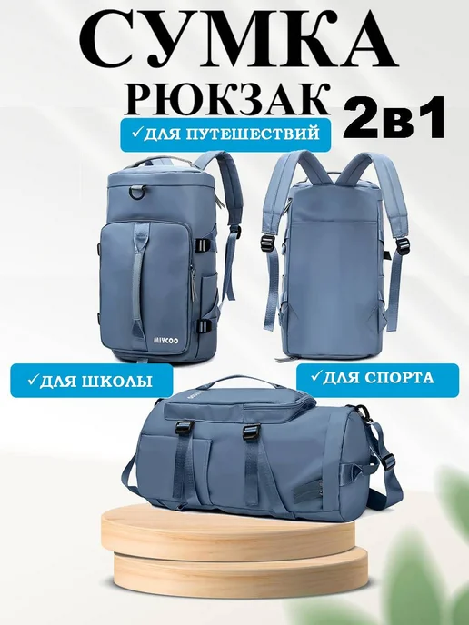 BestShop1 Сумка рюкзак спортивная трансформер для тренировок, синий