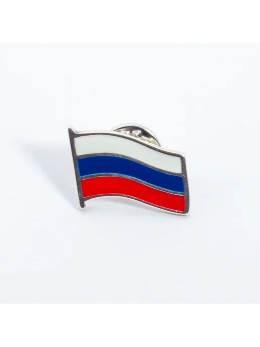 Красная Пресня Значок из серебра на лацкан пиджака флаг России, 20x14 мм, фото 3