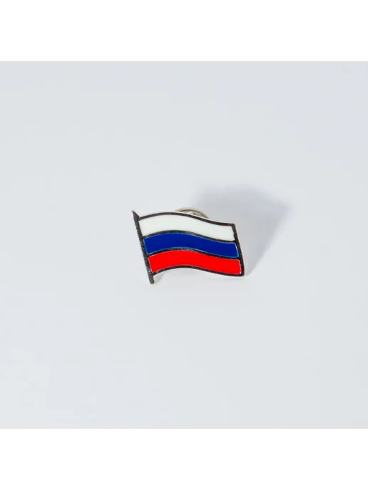 Красная Пресня Значок из серебра на лацкан пиджака флаг России, 20x14 мм, фото 4