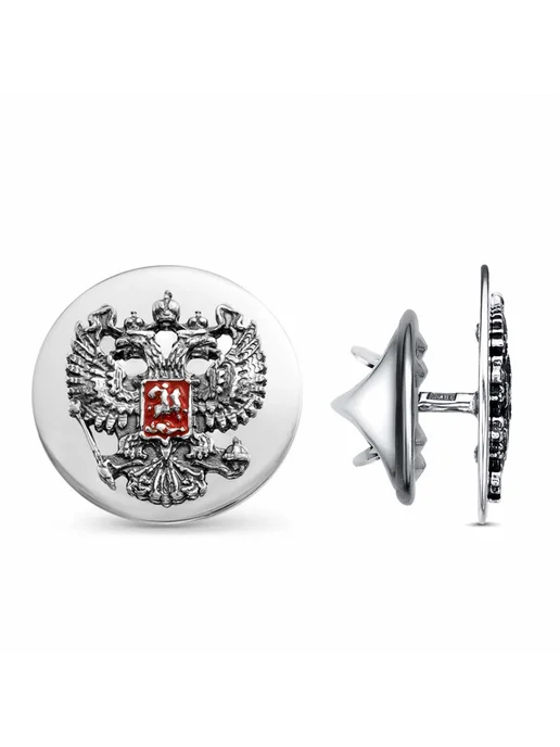 Красная Пресня Фрачный круглый серебряный значок Герб России Б930641, серебристый, фото 2