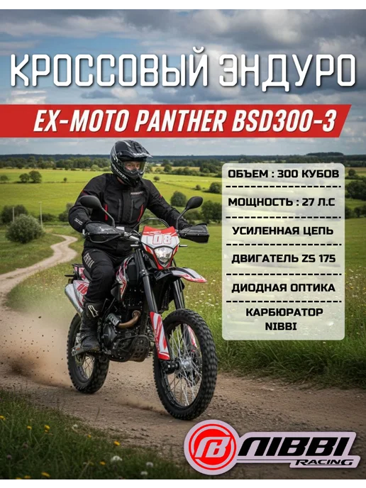 EX-MOTO Эндуро мотоцикл PANTHER SR300 175FMN 300 кубов, серый, фото 2