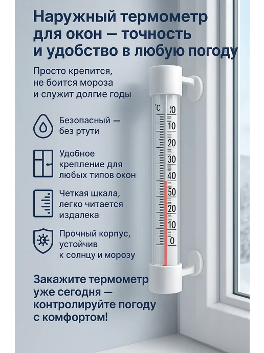 LI4 Термометр уличный, белый