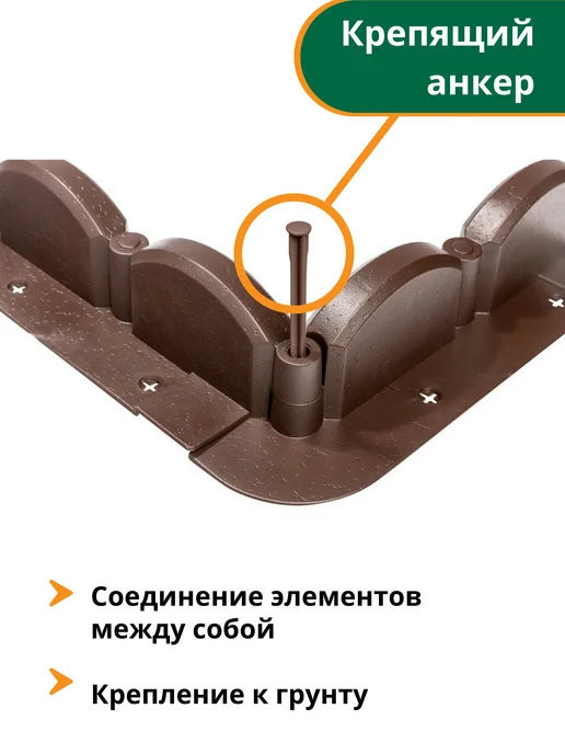 Мастер сад Садовый бордюр пластиковый Волна 3,2м (10 секций) коричневый, 3,2 м, коричневый, фото 6