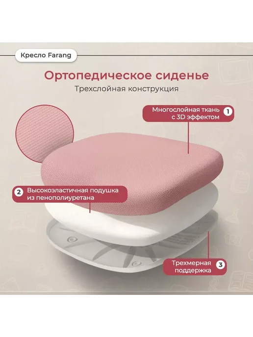 Anatomica Кресло детское для школьника растущее Farang для девочки, розовый, фото 4