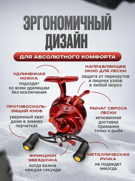 Рыбалка Life Катушка для удочки FCK60R под правую руку, черный, фото 3