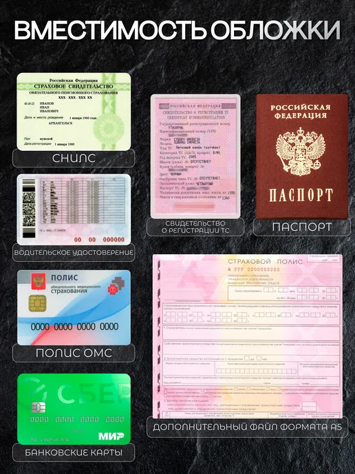AniKoya Прикольная обложка на автодокументы мем из экокожи, черный, фото 6