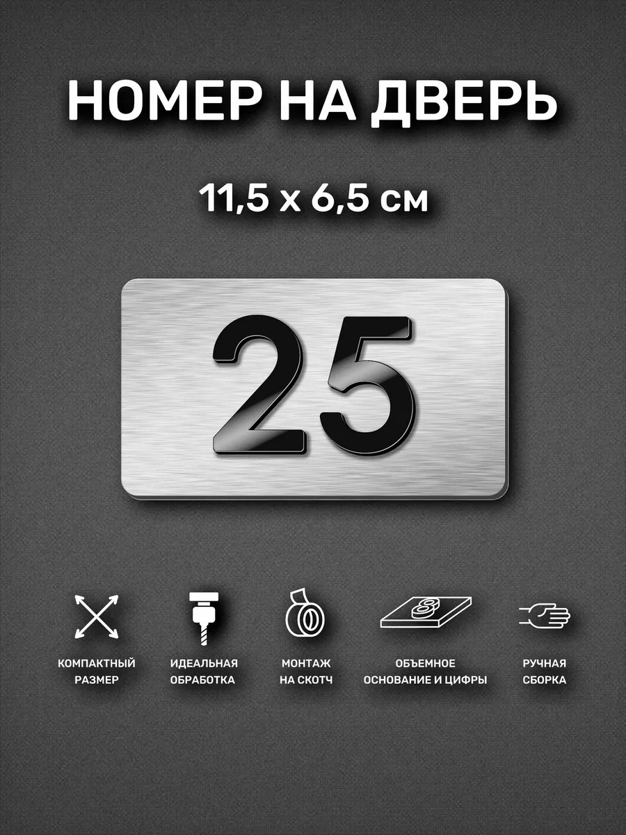 Номер на дверь квартиры, табличка с номером 25