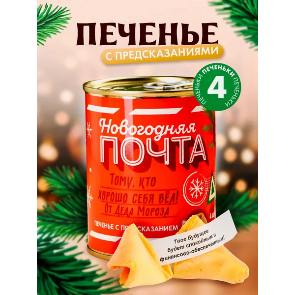 Новогоднее печенье с предсказаниями в подарочной банке