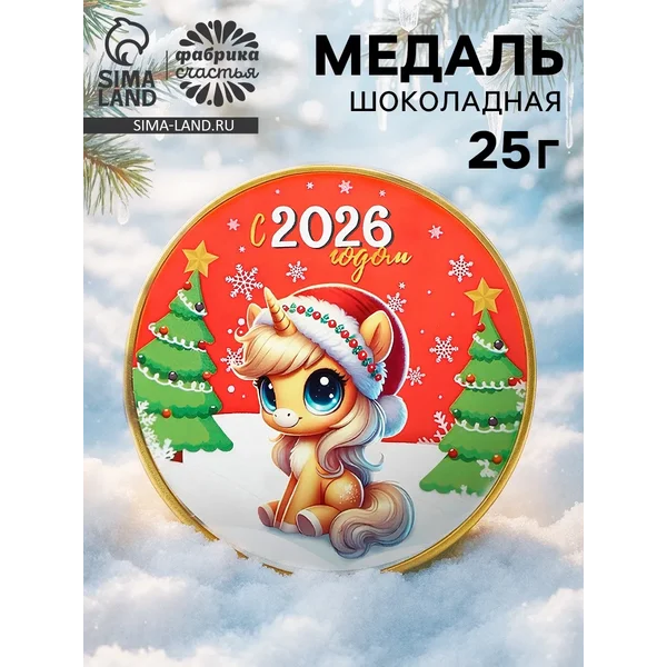 Шоколадная медаль «Новый год 2026», 25 г