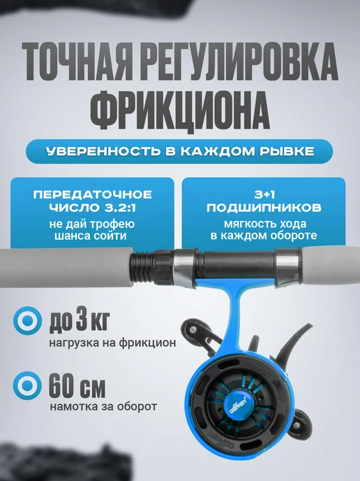 Рыбалка Life Катушка для удочки BD60R ORANGE под правую руку, синий, фото 4