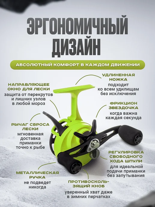 Рыбалка Life Катушка для удочки BD60L GREEN под левую руку, зеленый, фото 3