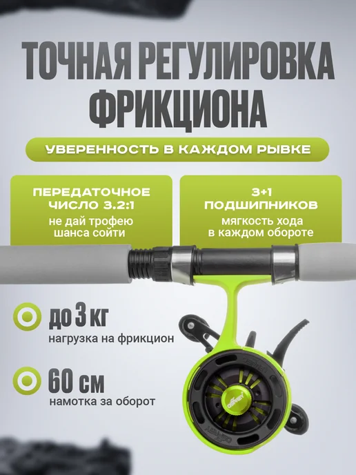 Рыбалка Life Катушка для удочки BD60L GREEN под левую руку, зеленый, фото 4