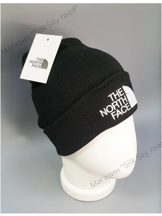 бини Шапка The North Face с отворотом, черный, фото 2