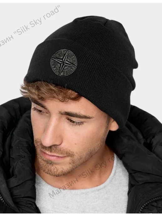 бини Шапка Stone Island унисекс, черный, фото 4
