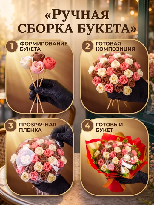 HOMEIS Съедобный букет из 37 шоколадных роз, вариант, фото 5