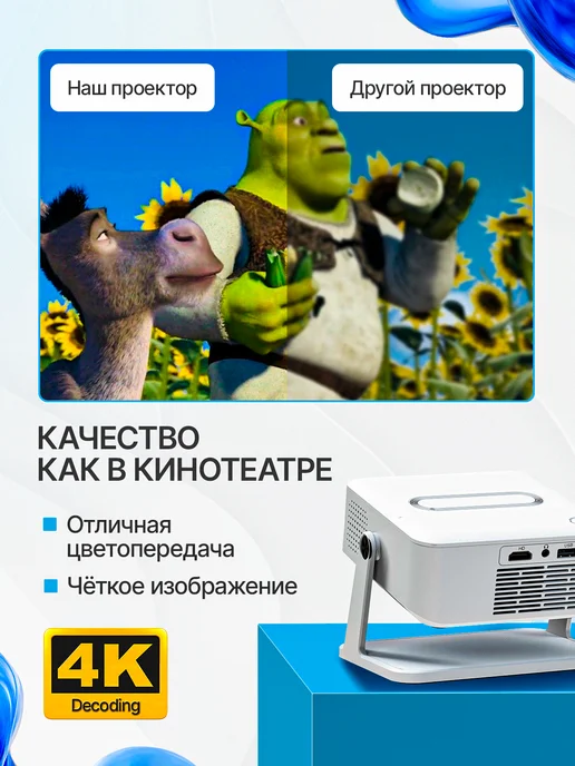 Проектор для фильмов на стену домашний кинотеатр, белый, фото 7