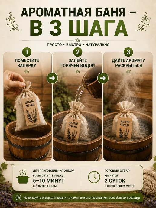 SPANDY HOME Набор запарок для бани в мешочках с травами подарочный, вариант, фото 5