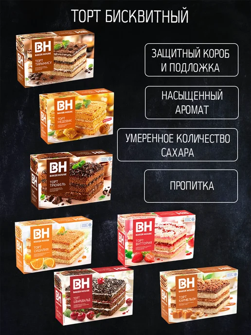 Торт Бекер Хаус 350 гр. 5 шт 5 видов, 5 шт, фото 3